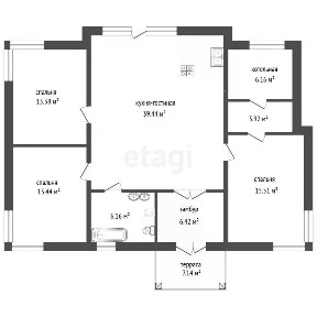 Продается 1-этажный дом, 117 м²