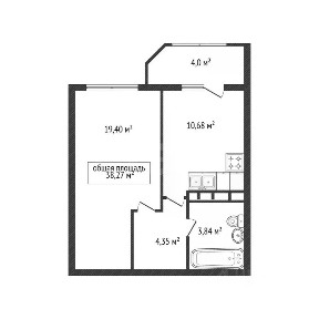Продается 1-комн. квартира, 38,4 м²