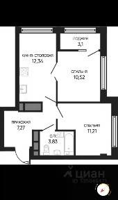 Продается 2-комн. квартира, 46,72 м²