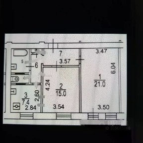 Продается 0,5 квартиры, 58,7/35/10 м²