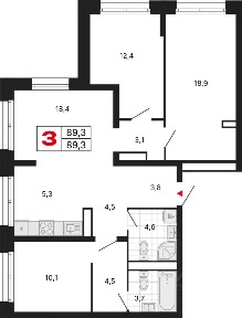 Продается 3-комн. квартира, 89,3 м²