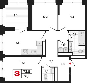 Продается 3-комн. квартира, 81,1 м²