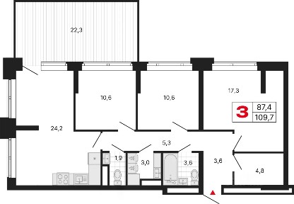 Продается 3-комн. квартира, 109,7 м²