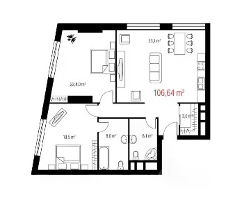 Продается квартира свободной планировки, 106 м²