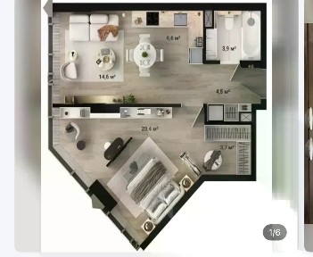 Продается 1-комн. квартира, 54,3 м²