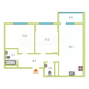 Продается 2-комн. квартира, 74 м²