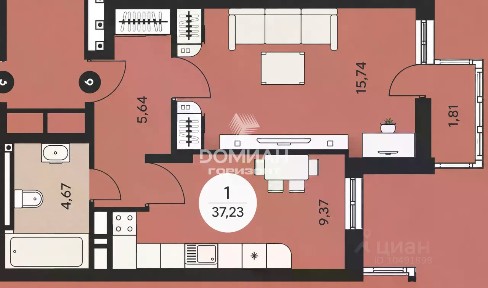 Продается 1-комн. квартира, 37,2 м²