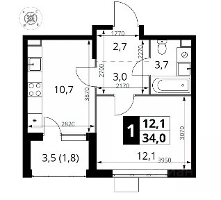 Продается 1-комн. квартира, 34 м²