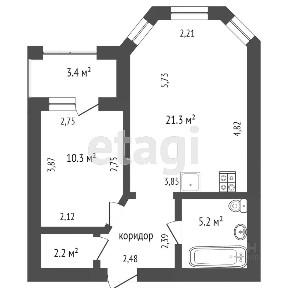 Продается 1-комн. квартира, 50,2 м²