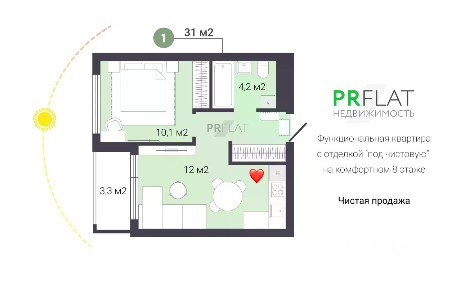Продается 1-комн. квартира, 31 м²