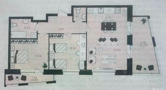 Продается 2-комн. квартира, 69,5 м²