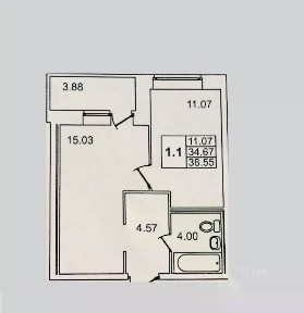 Продается 1-комн. квартира, 34,7 м²