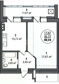 Продается 1-комн. квартира, 40,04 м²