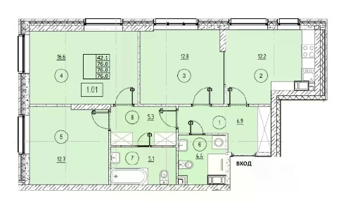 Продается 3-комн. квартира, 76 м²