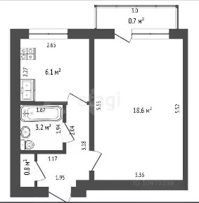 Продается 1-комн. квартира, 33,4 м²