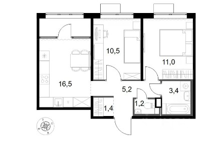 Продается 2-комн. квартира, 49,2 м²