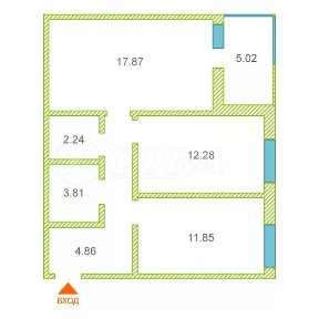 Продается 2-комн. квартира, 57,4 м²