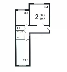 Продается 2-комн. квартира, 50,7 м²