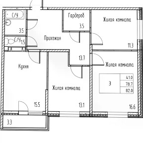 Продается 3-комн. квартира, 82 м²