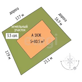Продается 1-этажный дом, 80,5 м²