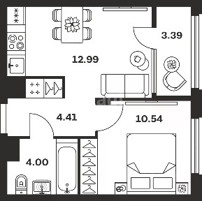 Продается 1-комн. квартира, 35,33 м²