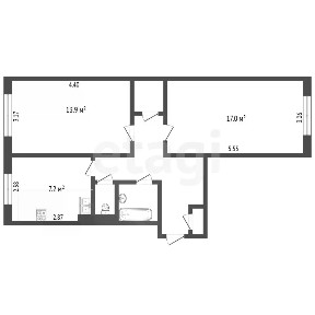 Продается 2-комн. квартира, 52 м²