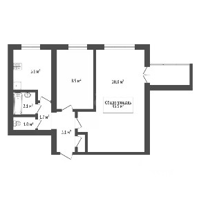 Продается 2-комн. квартира, 43,5 м²