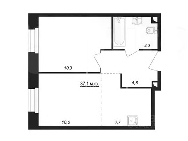 Продается 1-комн. квартира, 37,1 м²