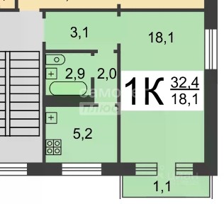 Сдается 1-комн. квартира, 32,4 м²