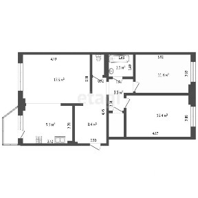 Продается 3-комн. квартира, 68,9 м²