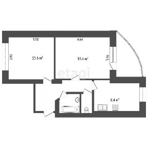 Продается 2-комн. квартира, 53,3 м²