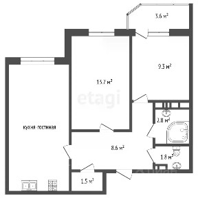 Продается 2-комн. квартира, 56 м²