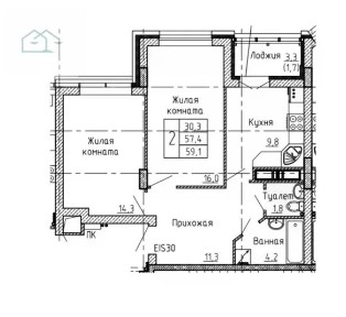 Продается 2-комн. квартира, 59,5 м²