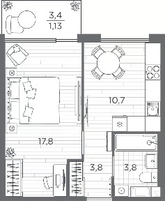 Продается 1-комн. квартира, 37,12 м²