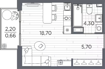 Продается студия, 29,36 м²