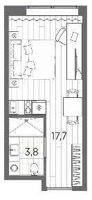 Продается апартаменты-студия, 21,5 м²