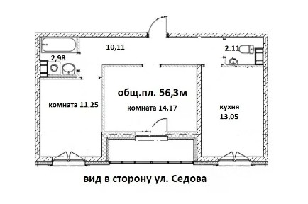 Продается 2-комн. квартира, 56,3 м²