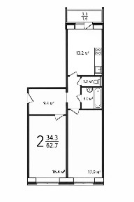 Продается 2-комн. квартира, 63 м²