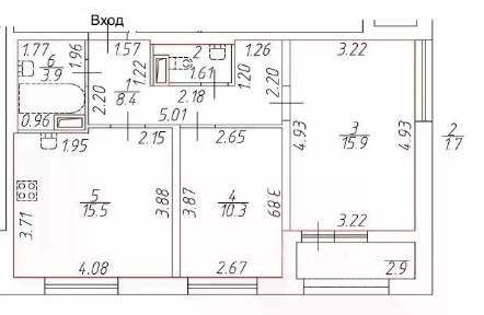 Сдается 3-комн. квартира, 56 м²