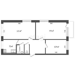 Продается 3-комн. квартира, 61,7 м²