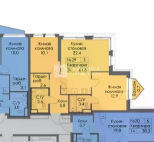 Продается 2-комн. квартира, 61,5 м²