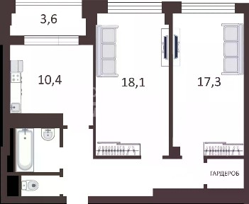 Продается 2-комн. квартира, 63,2 м²