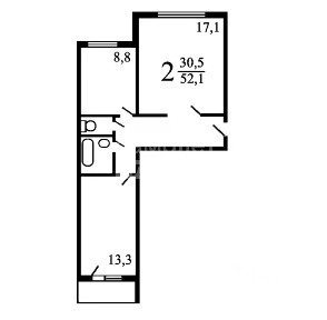 Продается 2-комн. квартира, 52,1 м²