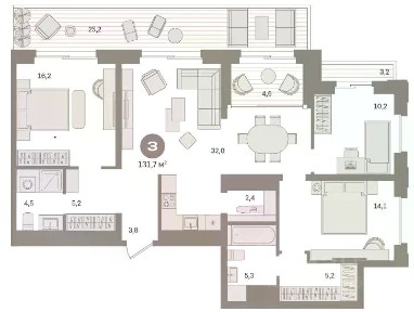 Продается 4-комн. квартира, 131,74 м²