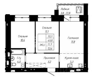 Продается 2-комн. квартира, 51,7 м²