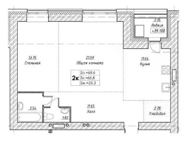 Продается 2-комн. квартира, 68,6 м²