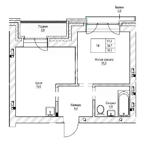 Продается 1-комн. квартира, 36,2 м²