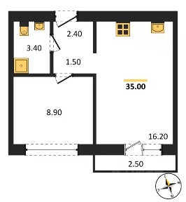 Продается 1-комн. квартира, 35 м²