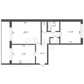 Продается 2-комн. квартира, 51,6 м²