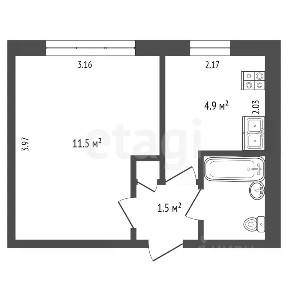 Продается 1-комн. квартира, 20,7 м²